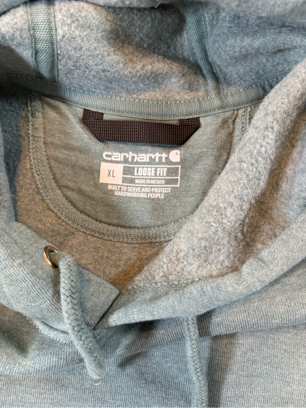 Carhartt Mens XL Loose Fit Sleeve Graphic Logo Hoodie Sweatshirt Heather Green - Picture 3 of 5